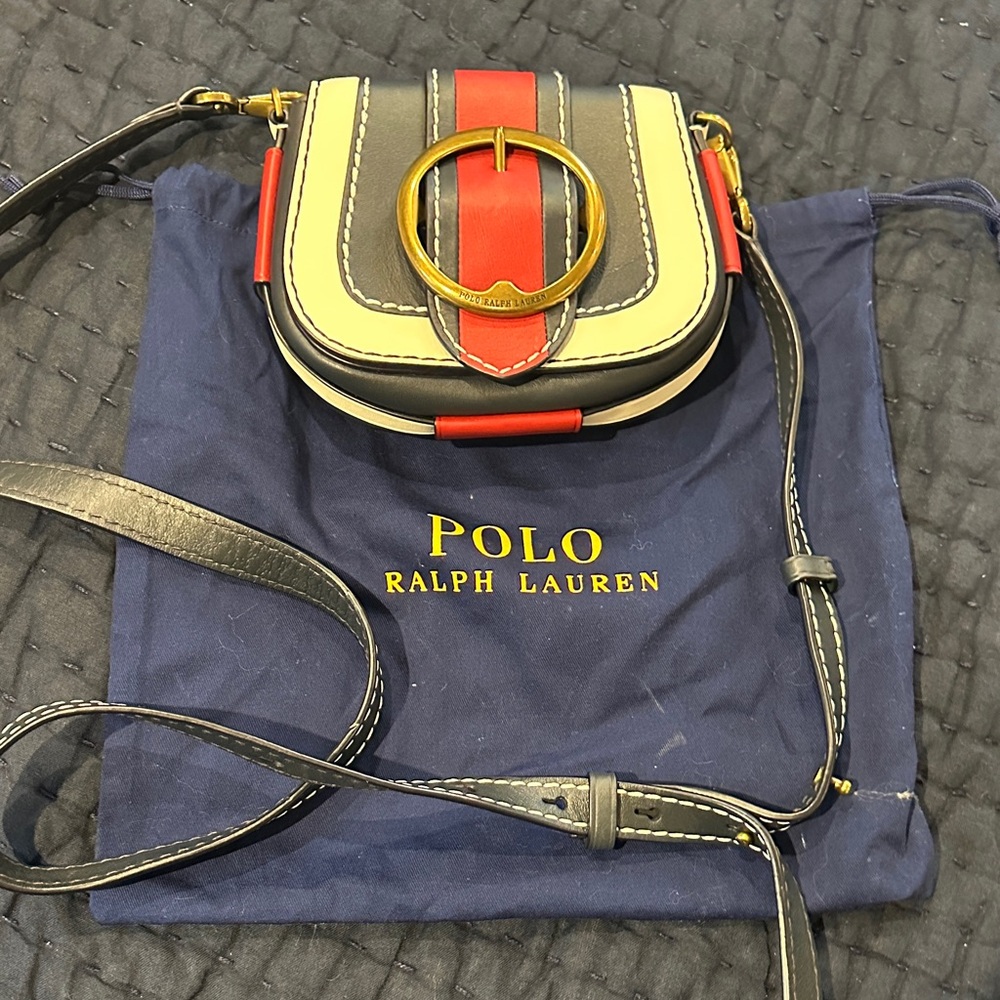 Polo by Ralph Lauren Tricolor Leather Crossbody — Red, Cream, Black